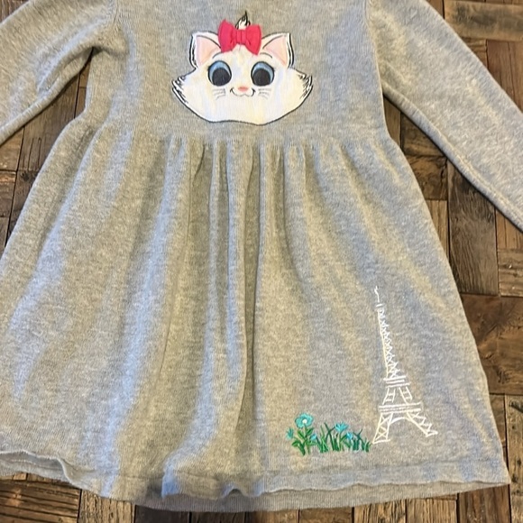 Disney Aristocats Marie Gray Embroidered Long Sleeve Sweater Dress Size 2 - Picture 5 of 10